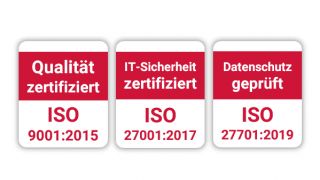 Iso-Zertifizierungen von astendo: 9001, 27001, 27701