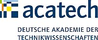 Logo mit blauem Schriftzug acatech - Deutsche Akademie der Technikwissenschaften