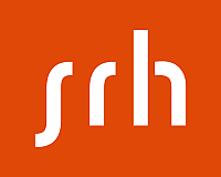 Logo oranges Quadrat, in weißen Buchstaben SRH