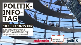 Bild vom Reichstag mit Eckdaten zum Politik-Info-Tag am 10.10. in der Landesvertretung Baden-Württemberg