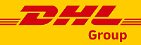 Logo DHL Group in roter Schrift auf gelbem Untergrund