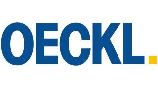 blauer Schriftzug Oeckl auf weißem Untergrund