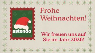 Weihnachtskarte mit astendo-Briefmarke