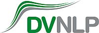 Logo des Deutschen Verbandes für Neuro-linguistisches Programmieren, schwarze Schrift mit einem grün-grauen Schriftzug